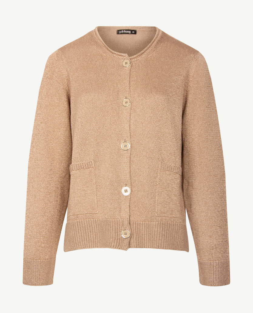 Gollé Haug - Vest met knopen en zakjes - Glans beige-caramel