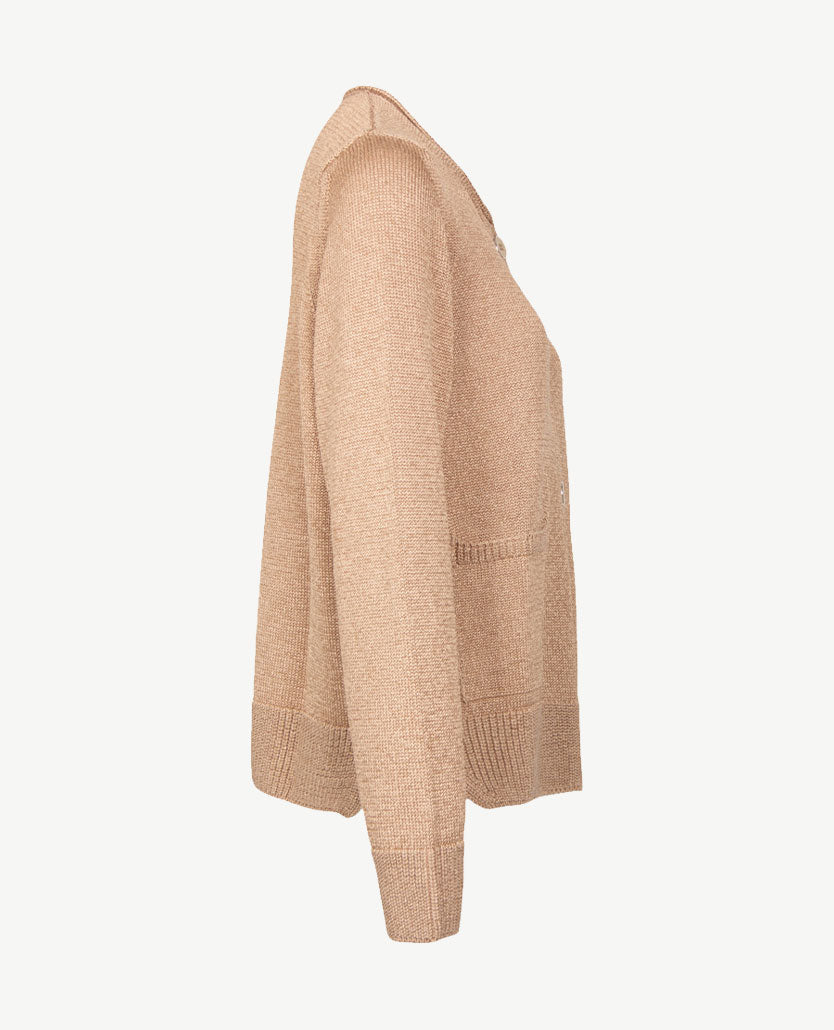 Gollé Haug - Vest met knopen en zakjes - Glans beige-caramel