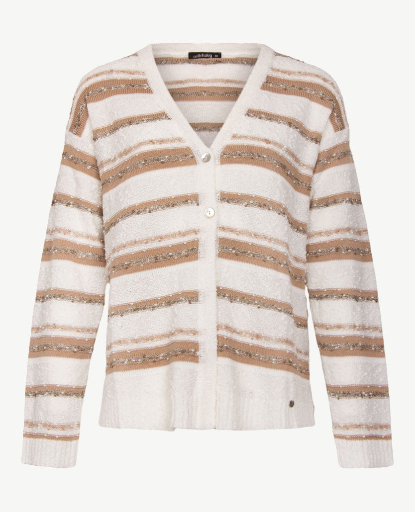 Gollé Haug - Vest met knopen - Bouclé beige met wit