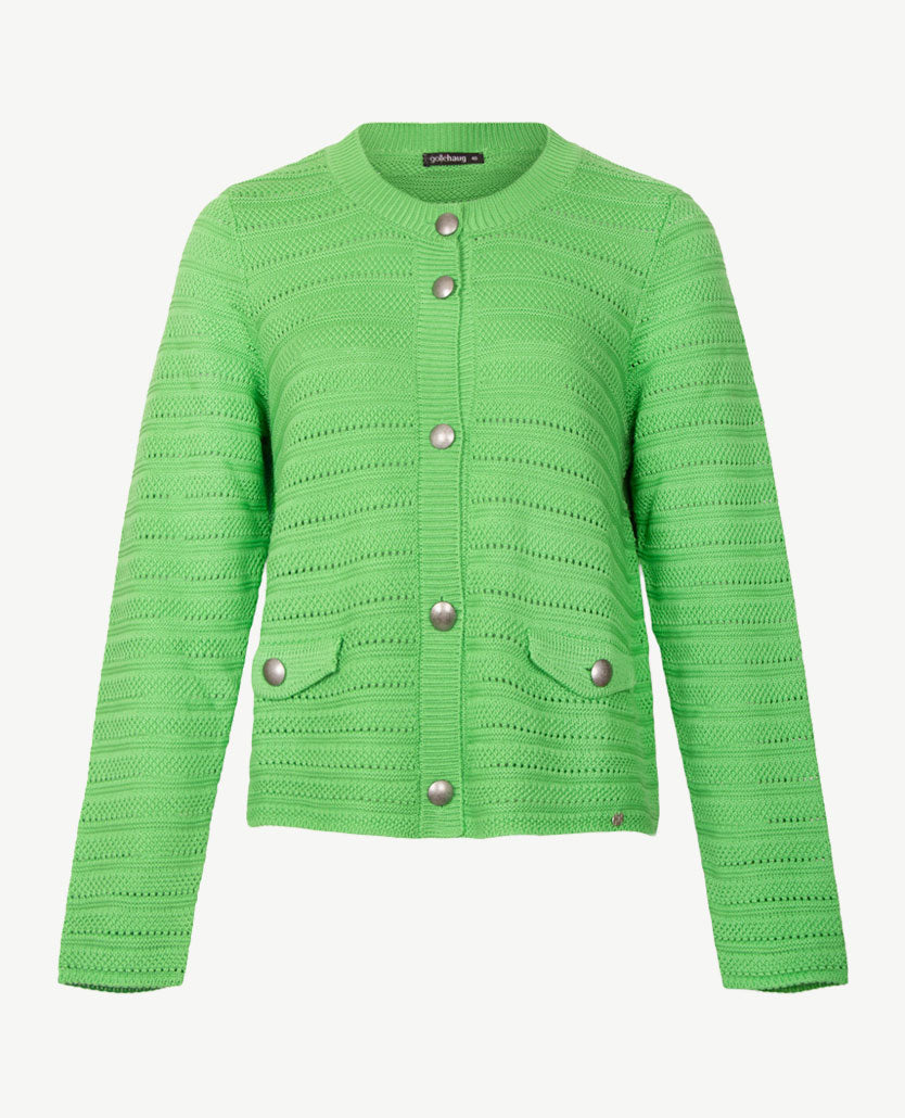 Gollé Haug - Vest met knopen - Fantasiebreisel - Groen