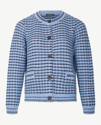 Gollé Haug - Damesvest met knopen en zakken - ronde hals - Navy met staalblauw