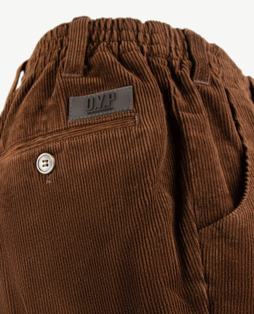 D.Y.P. - Philip - Instapbroek heren met elastische band - Ribcorduroy - Choco