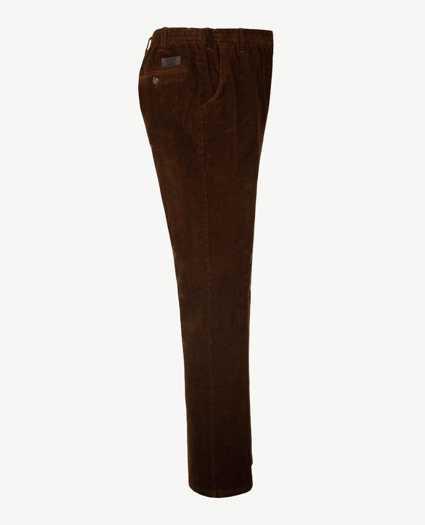 D.Y.P. - Philip - Instapbroek heren met elastische band - Ribcorduroy - Choco