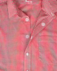 No Buttons®  by D.Y.P - Overhemd zonder knopen - korte mouwen - James - Rood wit ruitje