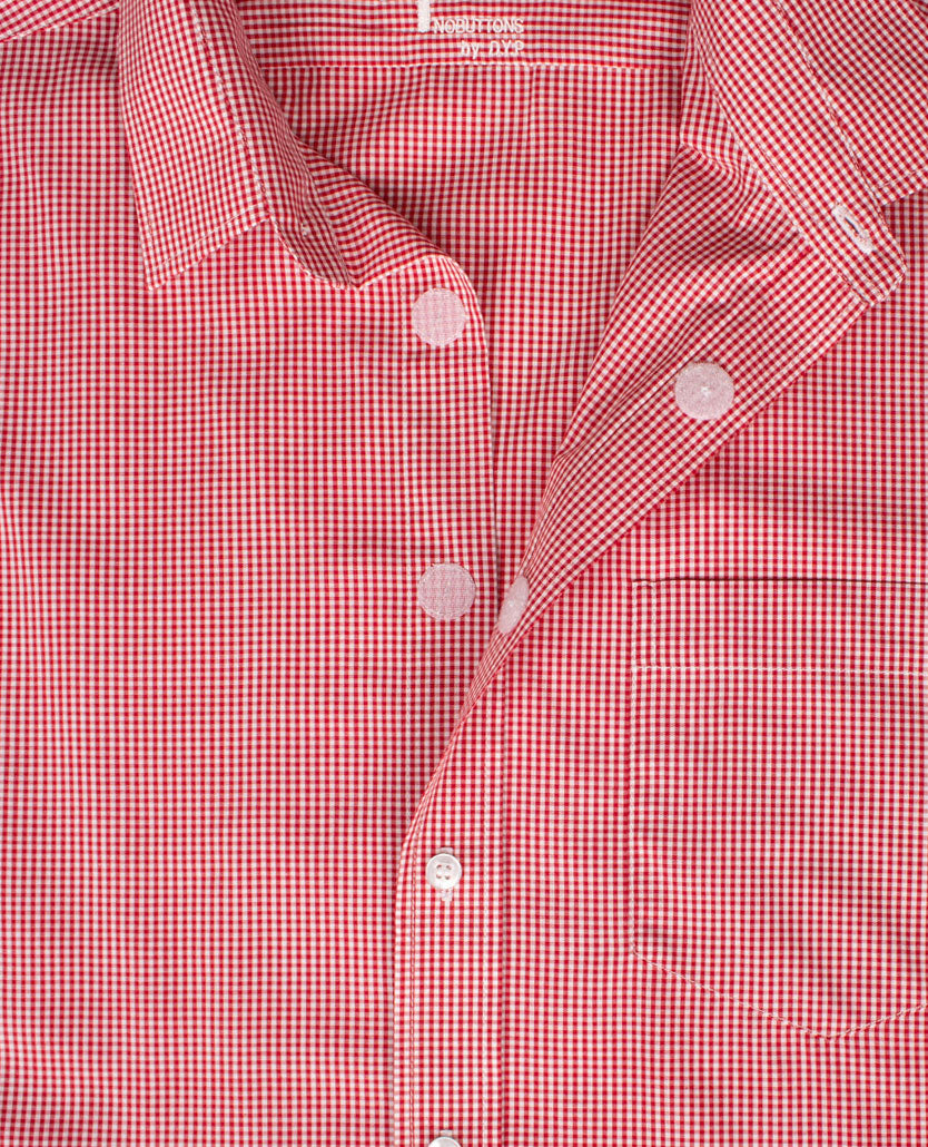 No Buttons®  by D.Y.P - Overhemd zonder knopen - korte mouwen - James - Rood wit ruitje