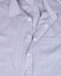 No Buttons®  by D.Y.P - Overhemd zonder knopen - korte mouwen - James - Smal streepje blauw