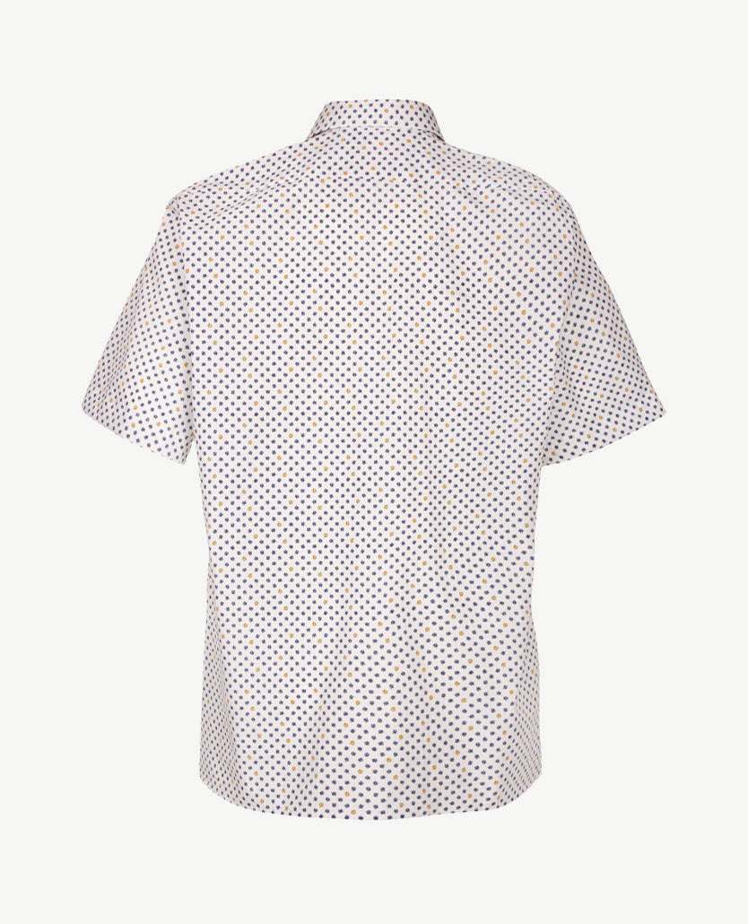 Overhemd korte mouwen met klittenbandsluiting, No Buttons by D.Y.P., navy met geel, achterkant