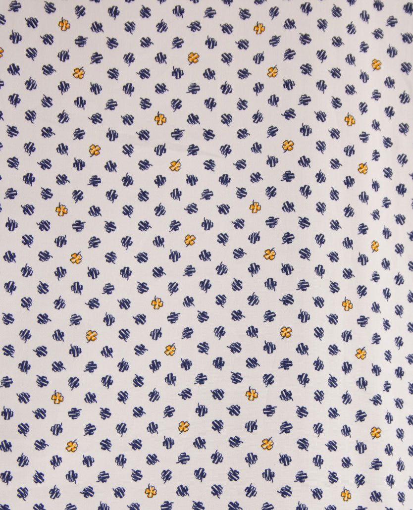 Overhemd korte mouwen met klittenbandsluiting, No Buttons by D.Y.P., navy met geel, detail sluiting en stof