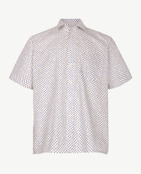 Overhemd korte mouwen met klittenbandsluiting, No Buttons by D.Y.P., navy met geel, voorkant