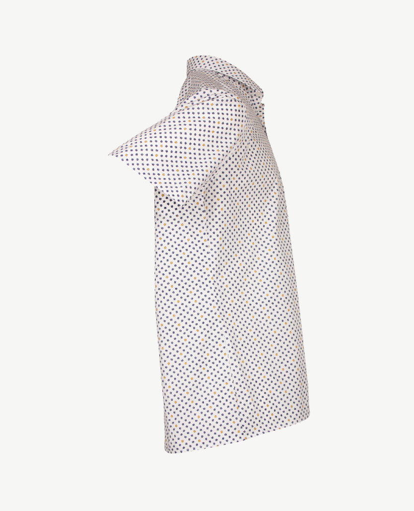 Overhemd korte mouwen met klittenbandsluiting, No Buttons by D.Y.P., navy met geel, zijkant