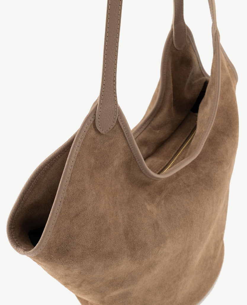 Tas - Jocelyn - Suède en leer - Truffel