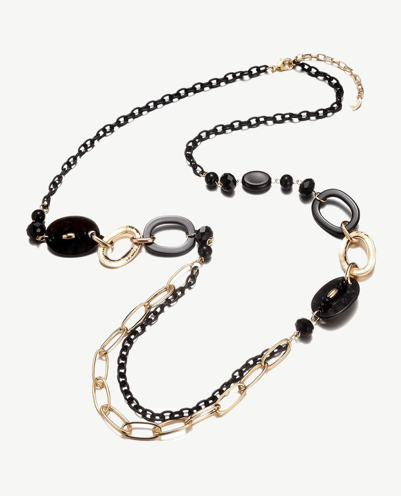 Lange ketting - Zwart en goudkleurig