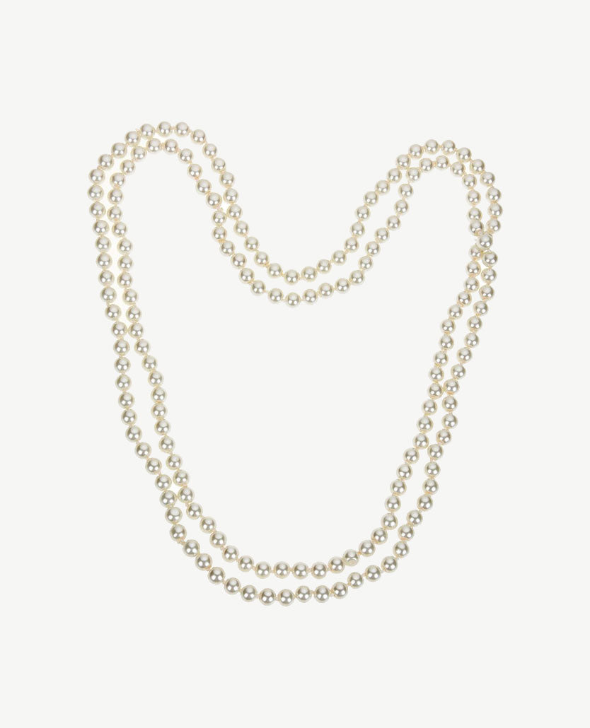 Lange ketting - Parels met zilverkleur detail