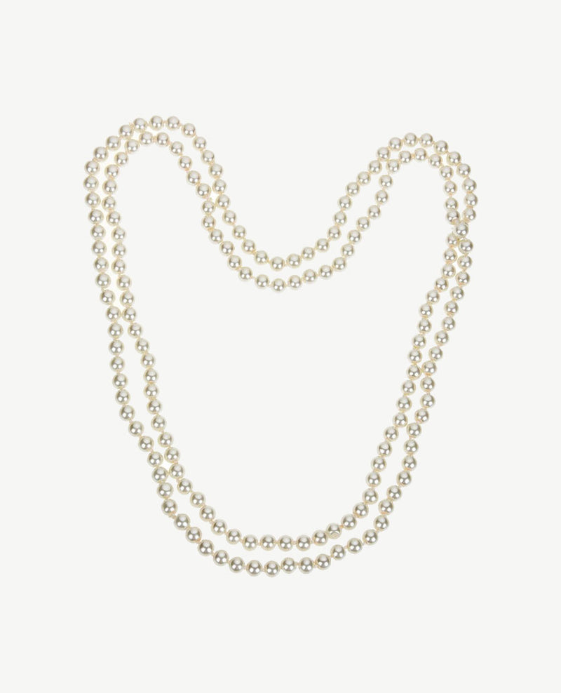 Lange ketting - Parels met zilverkleur detail