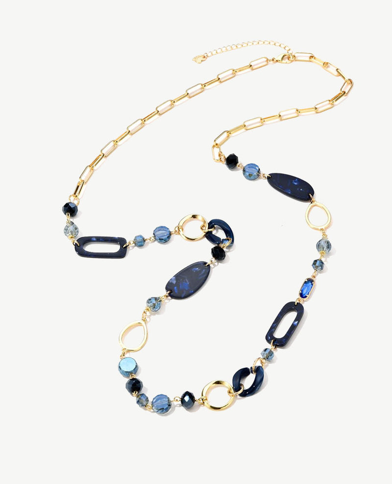 Lange ketting - Blauwen en goudkleurig