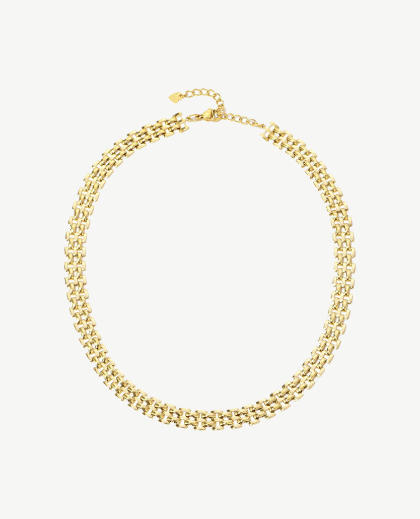 Korte ketting - Platte Schakels - Goudkleurig 101217123