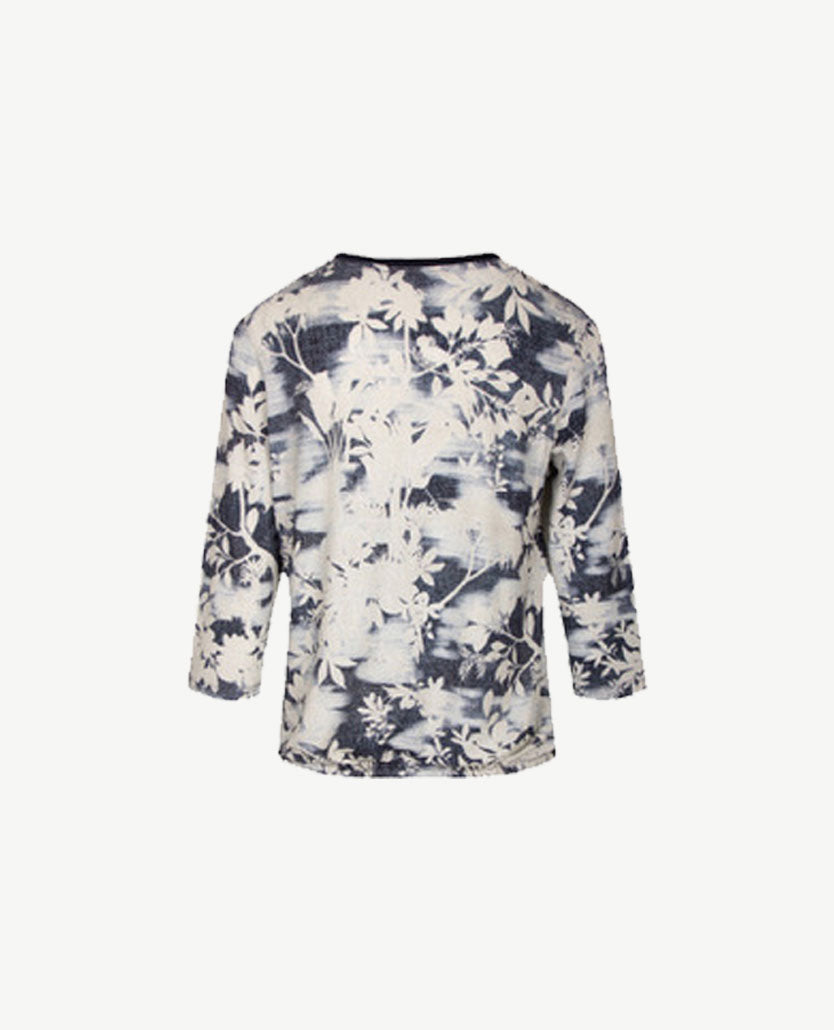 Le Comte - Lichte pullover - Ronde hals - Floral navy met off-white