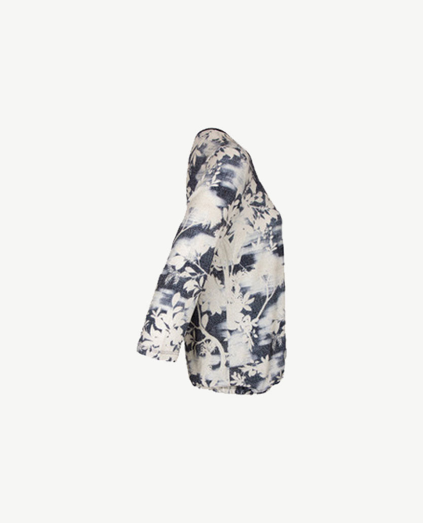 Le Comte - Lichte pullover - Ronde hals - Floral navy met off-white