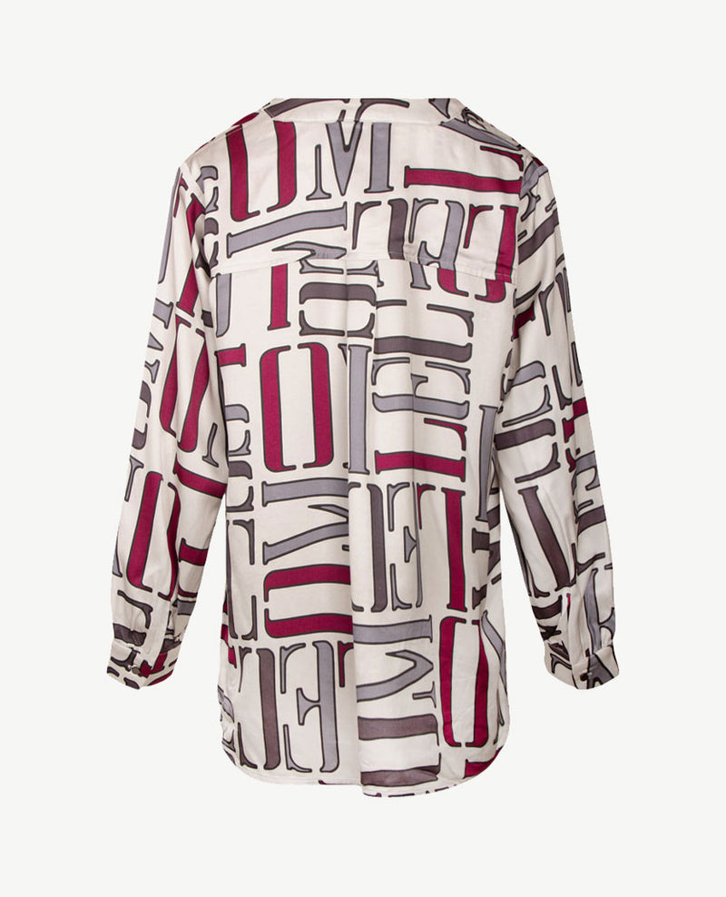 Le Comte - Blouse - Off-white, met zilvergrijs en bordeaux