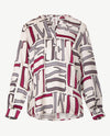 Le Comte - Blouse - Off-white, met zilvergrijs en bordeaux