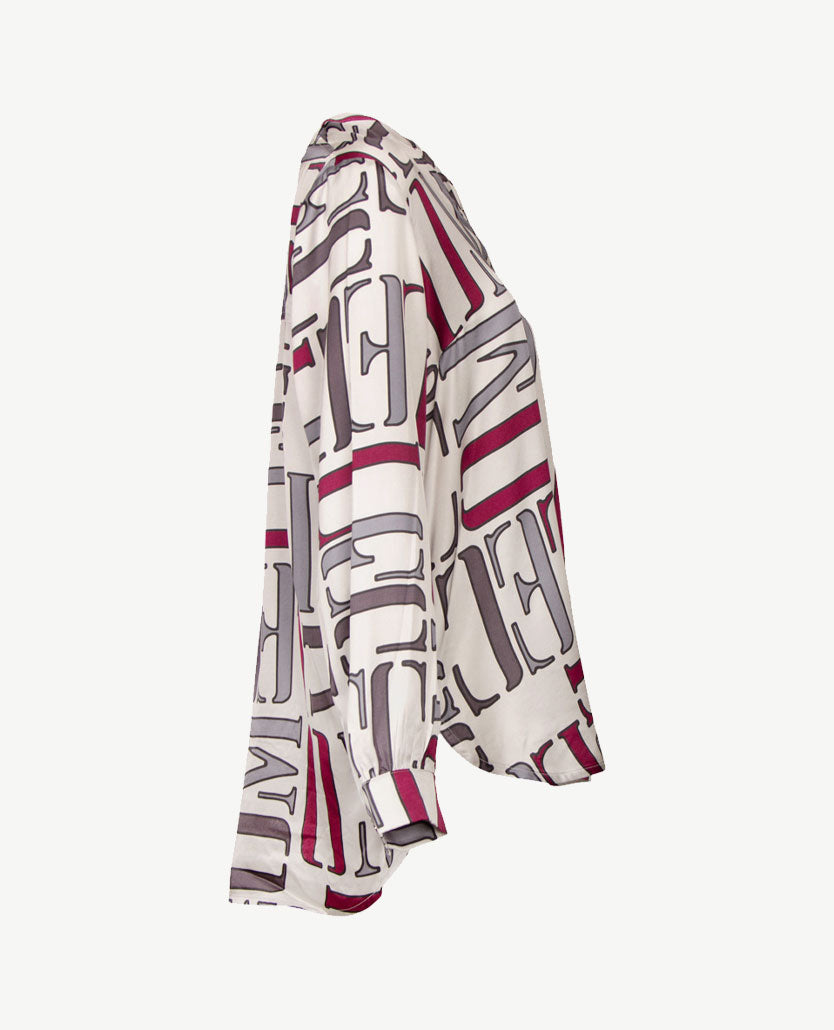 Le Comte - Blouse - Off-white, met zilvergrijs en bordeaux