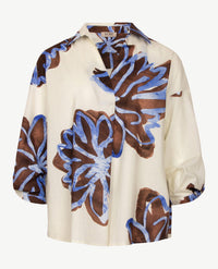 Le Comte - Blouse - Tuniek - Kobalt met off-white en choco