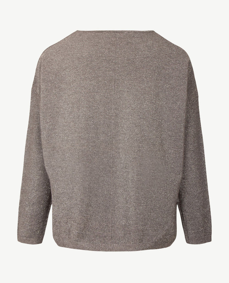 Le Comte - Lichte pullover - Ronde hals - Glans zilver grijs