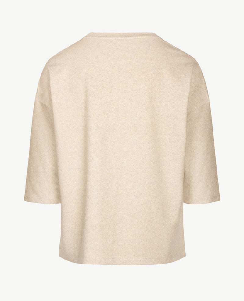 Le Comte - Lichte pullover - Ronde hals - Glansgaren beige met goud