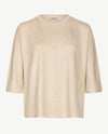 Le Comte - Lichte pullover - Ronde hals - Glansgaren beige met goud