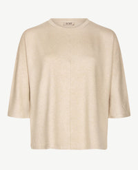 Le Comte - Lichte pullover - Ronde hals - Glansgaren beige met goud