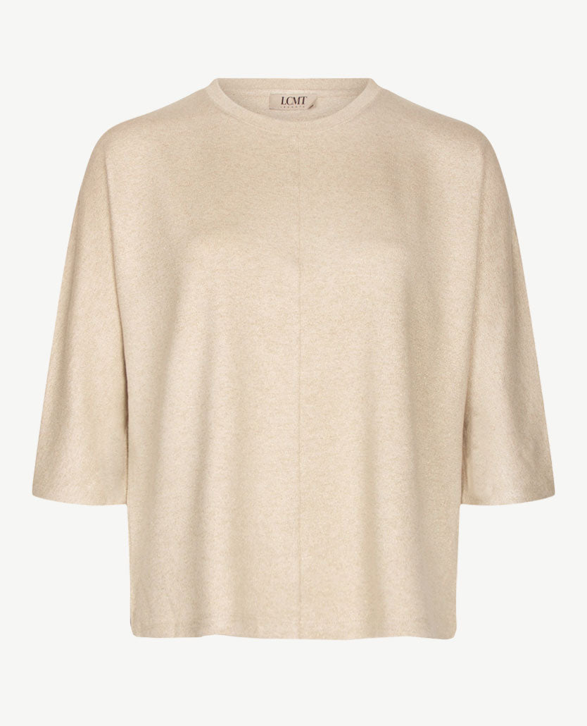 Le Comte - Lichte pullover - Ronde hals - Glansgaren beige met goud