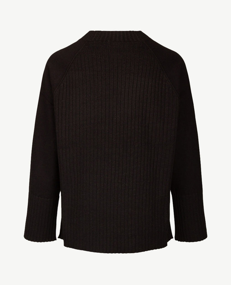 Le Comte - Pullover - Ronde hals - Zwart met glans