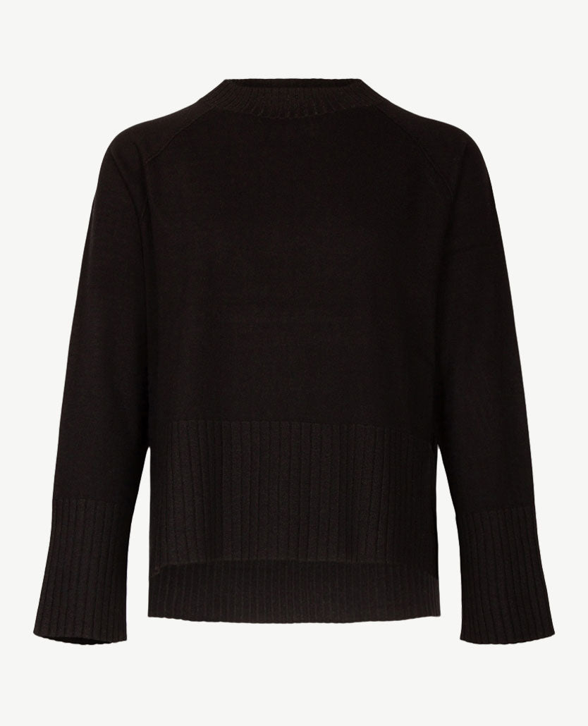 Le Comte - Pullover - Ronde hals - Zwart met glans
