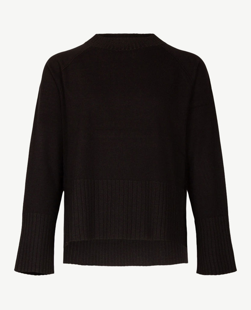 Le Comte - Pullover - Ronde hals - Zwart met glans