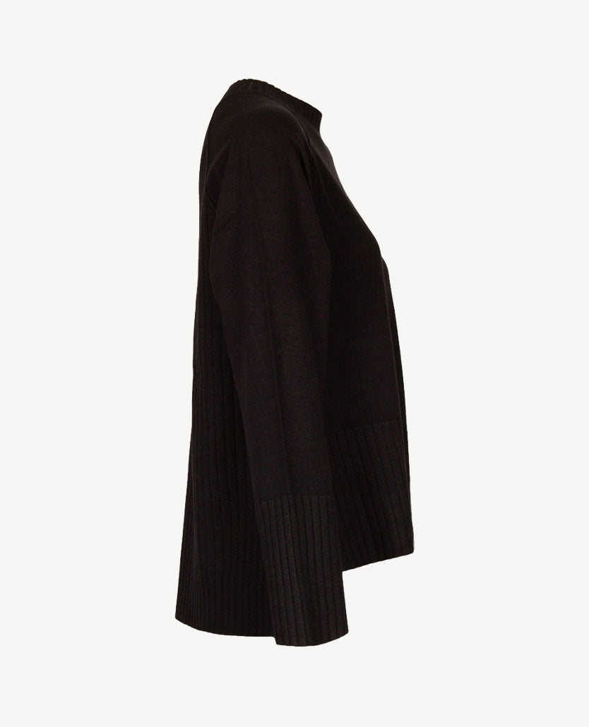 Le Comte - Pullover - Ronde hals - Zwart met glans