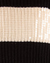 Le Comte - Pullover - Ronde hals - Streep zwart en off-white pailletten