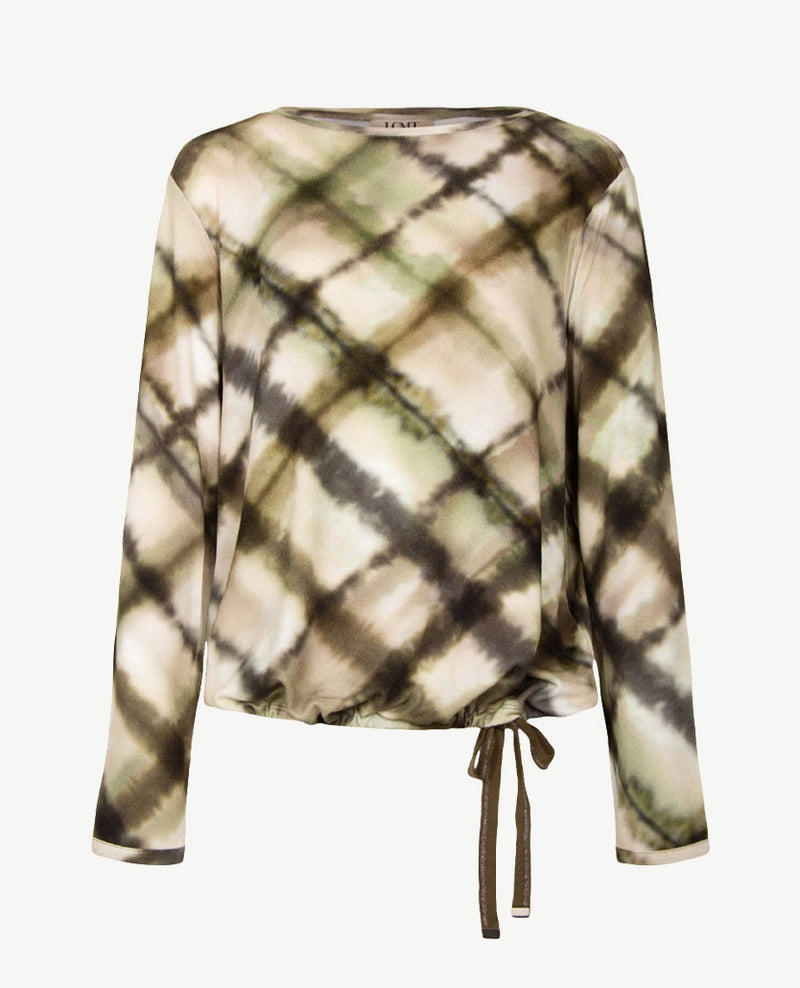 Le Comte - Dunne pullover - Ronde hals - Mosgroen, khaki met off-white en zwart