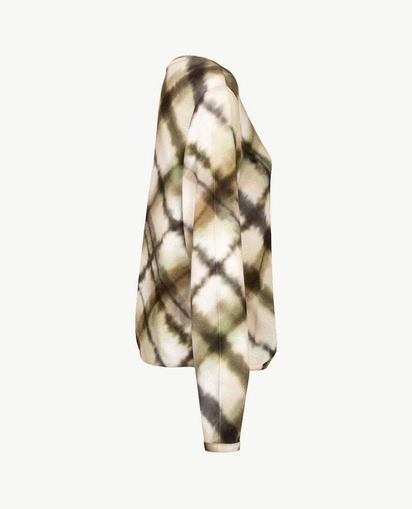 Le Comte - Dunne pullover - Ronde hals - Mosgroen, khaki met off-white en zwart