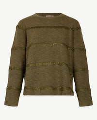 Le Comte - Pullover - Ronde hals - Mosgroen met glitter