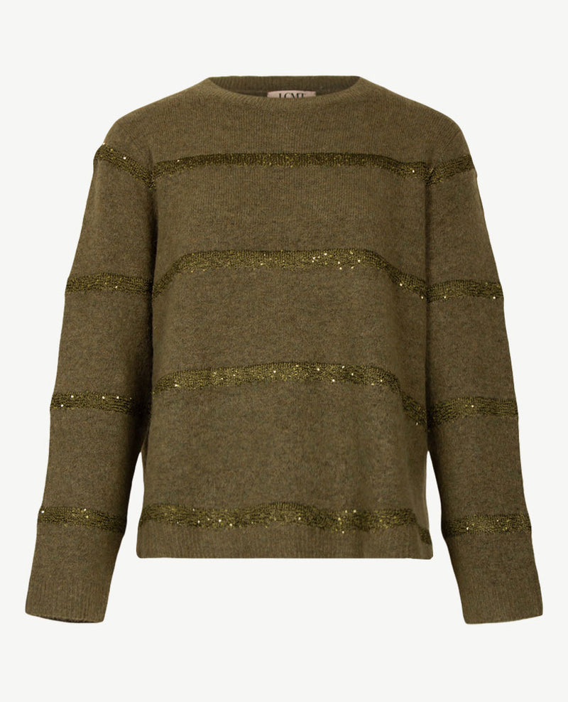 Le Comte - Pullover - Ronde hals - Mosgroen met glitter