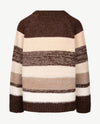Le Comte - Pullover - Ronde hals - Streep choco met off-white en beige met glansje