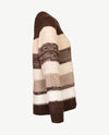 Le Comte - Pullover - Ronde hals - Streep choco met off-white en beige met glansje