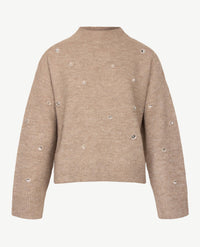 Le Comte - Pullover - Coll - Beige met glitters