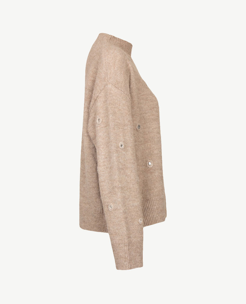 Le Comte - Pullover - Coll - Beige met glitters