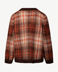 Le Comte - Damespullover - Ronde hals - Ruit met choco, orange en beige