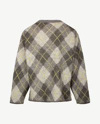 Le Comte - Damespullover - Ronde hals - Ruit grijs met yellow en off-white