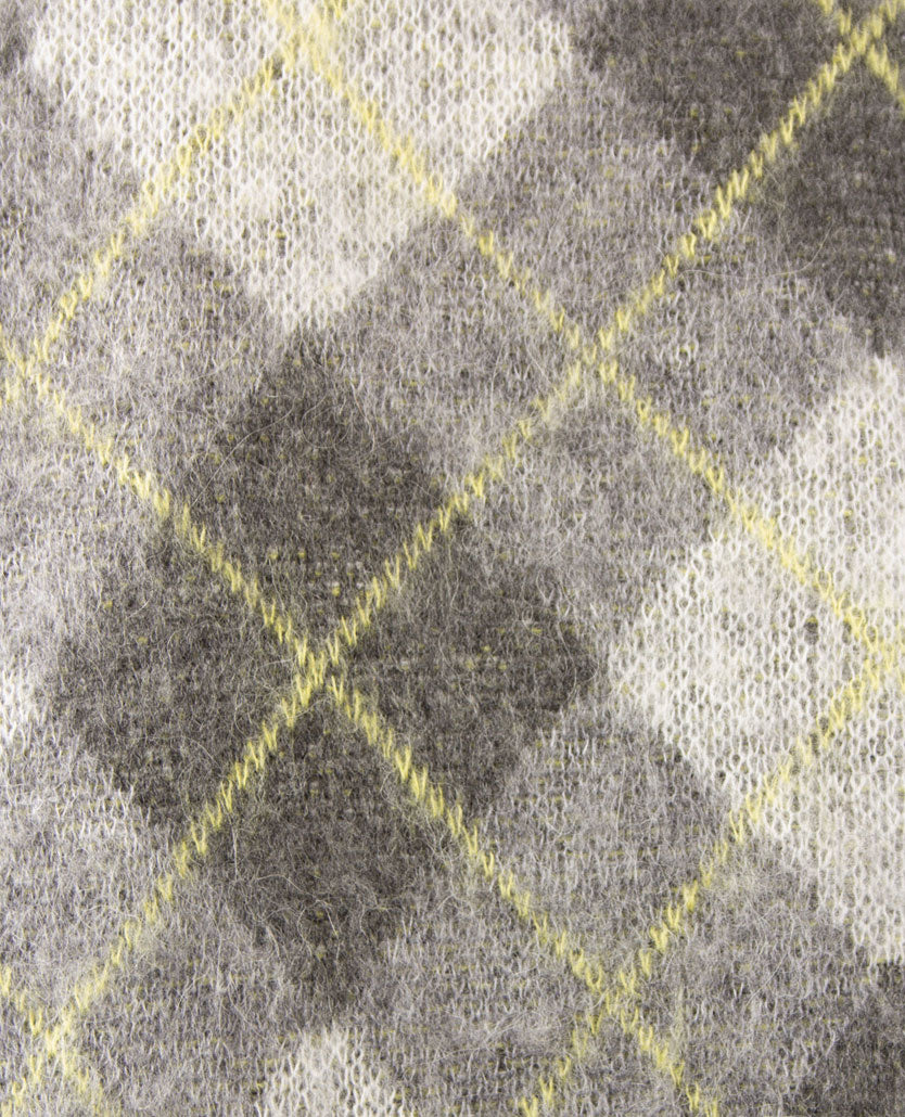 Le Comte - Damespullover - Ronde hals - Ruit grijs met yellow en off-white