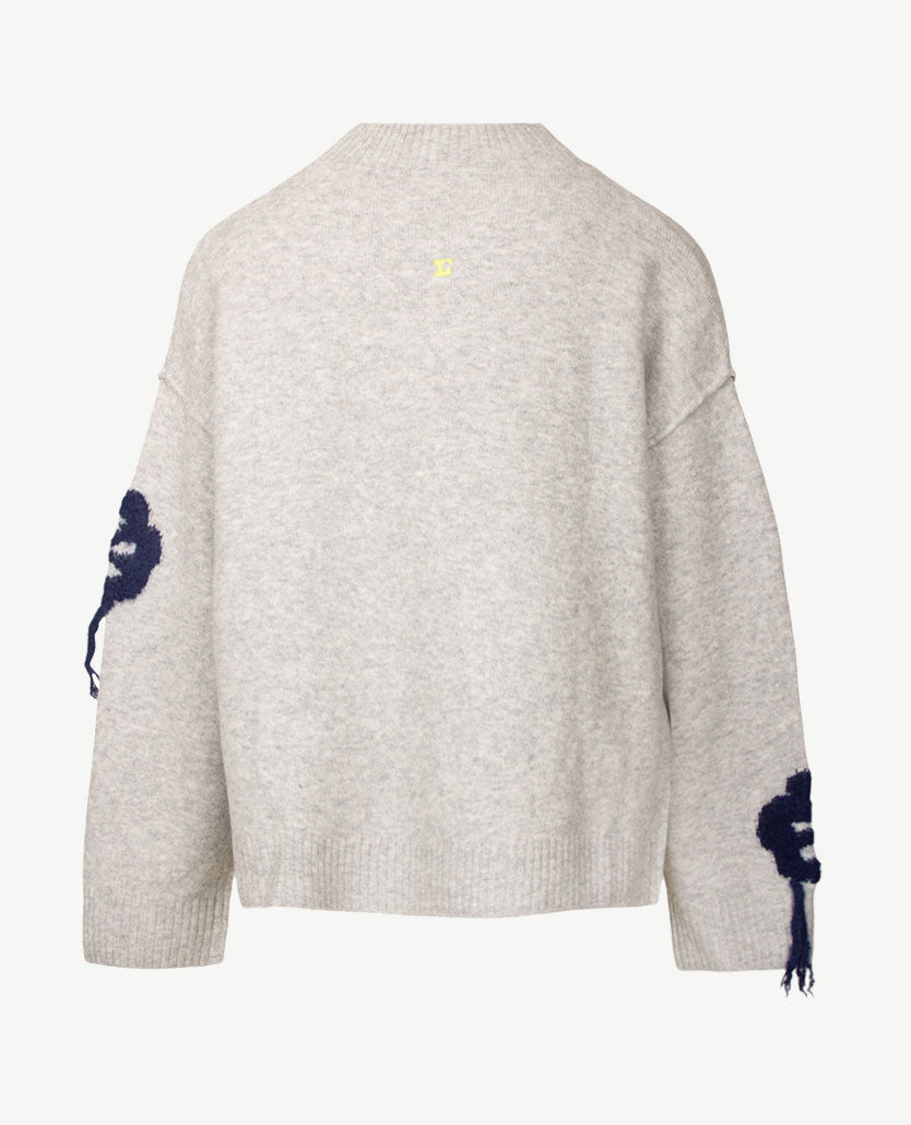 Le Comte - Damespullover - Ronde hals - Grijs met navy achterkant