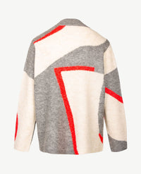 Le Comte - Pullover - Ronde hals - Ecru met red-orange en grijs