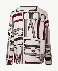 Le Comte - Dunne pullover - Ronde hals - Bordeaux met grijzen en off-white en zwart